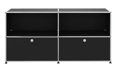 USM Haller Buffet 2 Ouverts / 2 Volets Noir graphite - FAST DELIVERY
